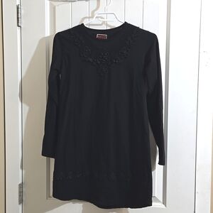 Blue Star Design Turkey small black tunic shirt top embroidery long slee…